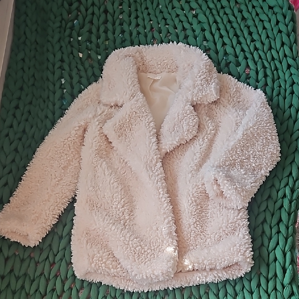 Blush 🤍 J fuzzy Teddy Jacket coat Cream color fully lined